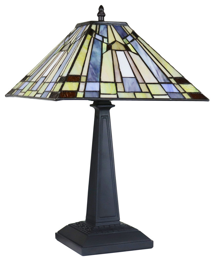Kinsey Mission Tiffany-Style Blackish Bronze 1 Light Table Lamp 12" Wide