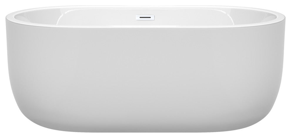 Juliette 60" Freestanding White Bathtub, Shiny White Drain and Overflow Trim