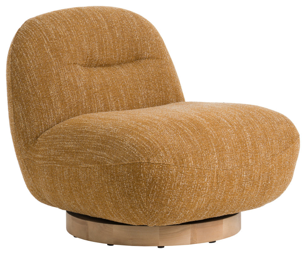 Modrest Renee Modern Mustard Fabric Swivel Accent Chair