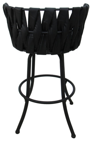 Metalona Bar Stool, Black Vinyl, Black, 30"