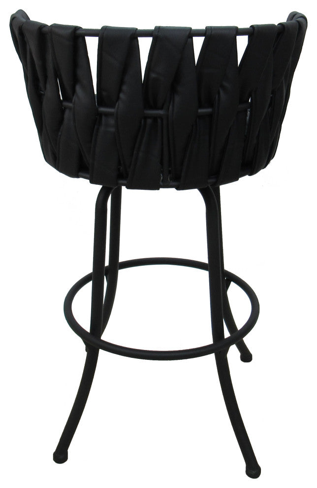 Metalona Bar Stool, Black Vinyl, Black, 30"