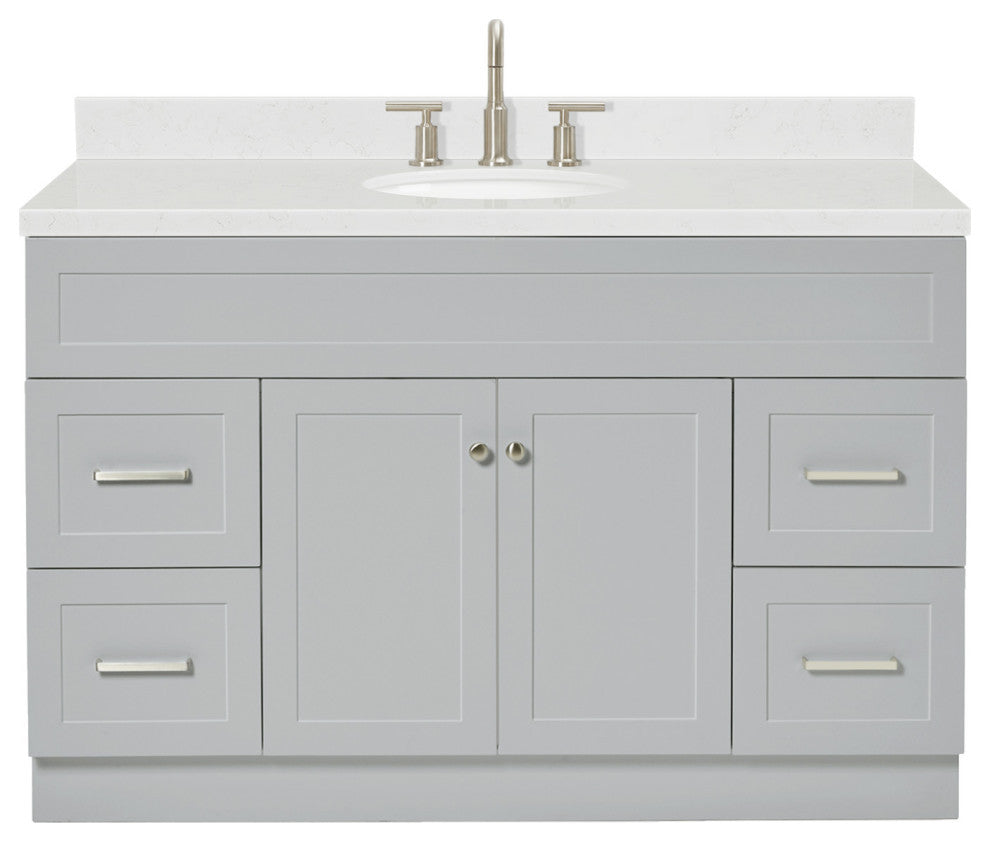 Ariel Hamlet 54" Single Oval Sink Bathroom Vanity, Carrara Quartz