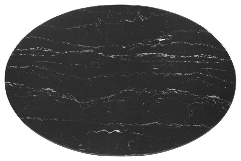 42" Dining Table, Round, Black Gold, Artificial Marble, Modern, Mid Century