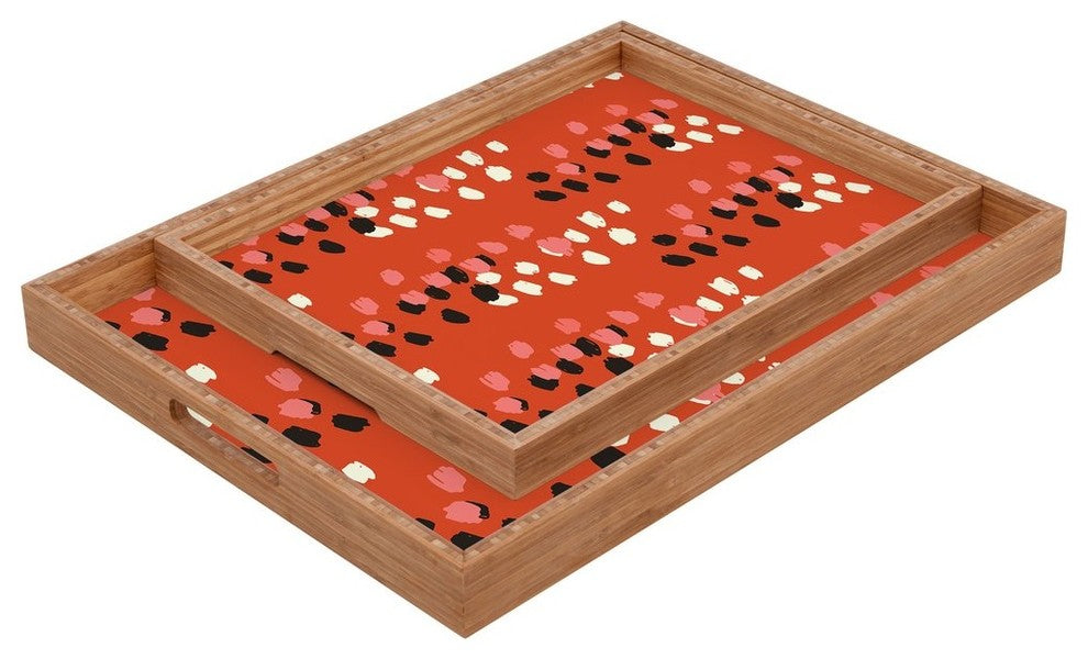Morgan Kendall Red Scribbles Rectangular Tray, 18"x14"