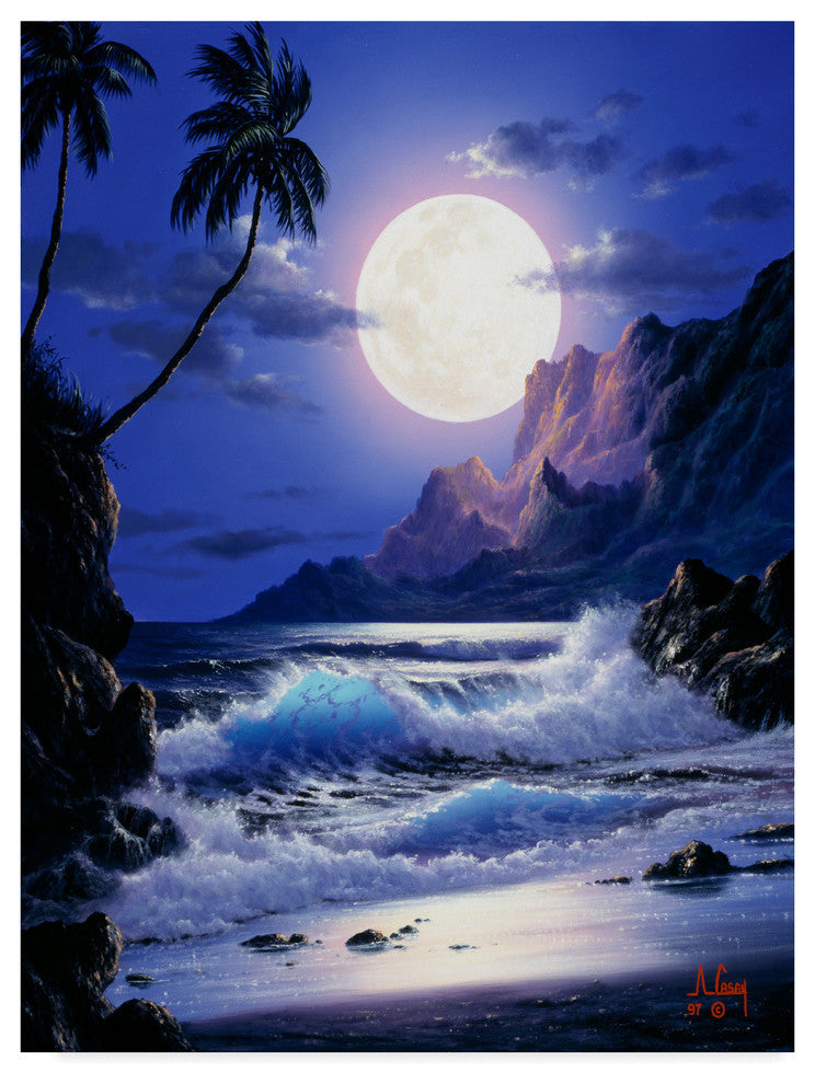 "Waves Under The Moon 21" by Anthony Casay, Canvas Art, 47"x35"