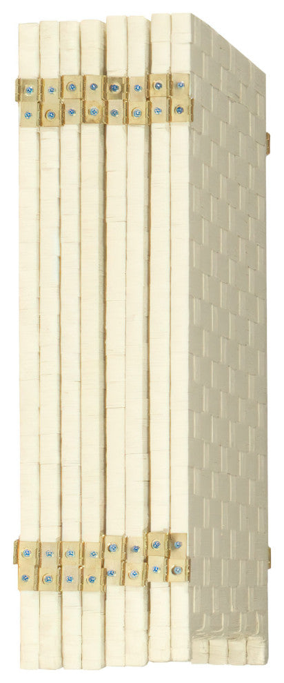 2 ft. Short Woven Fiber Room Divider 6 Panel Cream