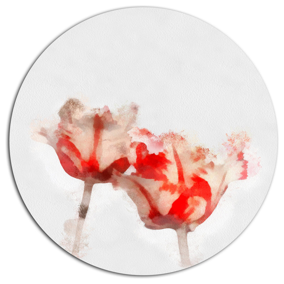 Colorful Watercolor Roses On White, Floral Disc Metal Artwork, 23"