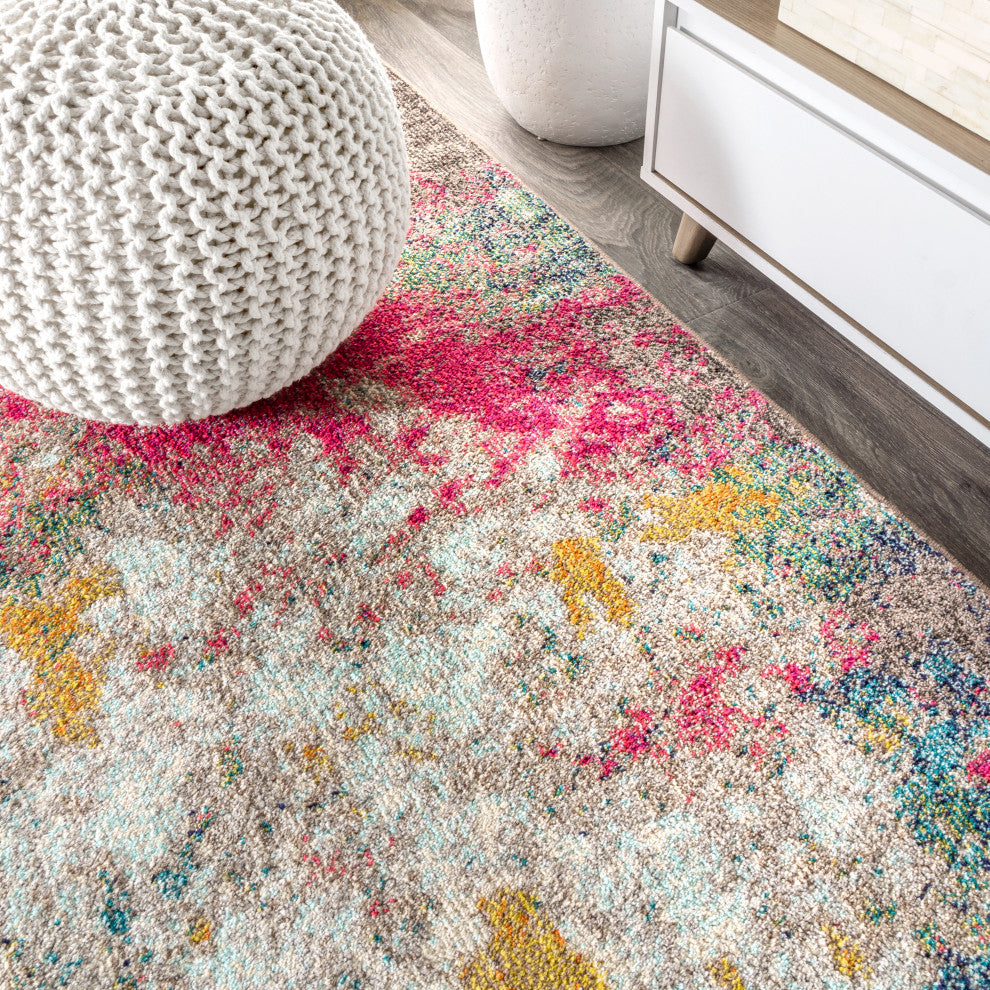 Contemporary POP Modern Abstract Multi/Yellow 3' x 5' Area Rug