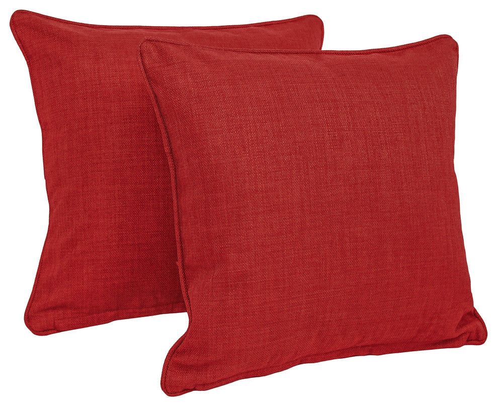 18" Outdoor Spun Polyester Square Throw Pillows, Set of 2, Papprika