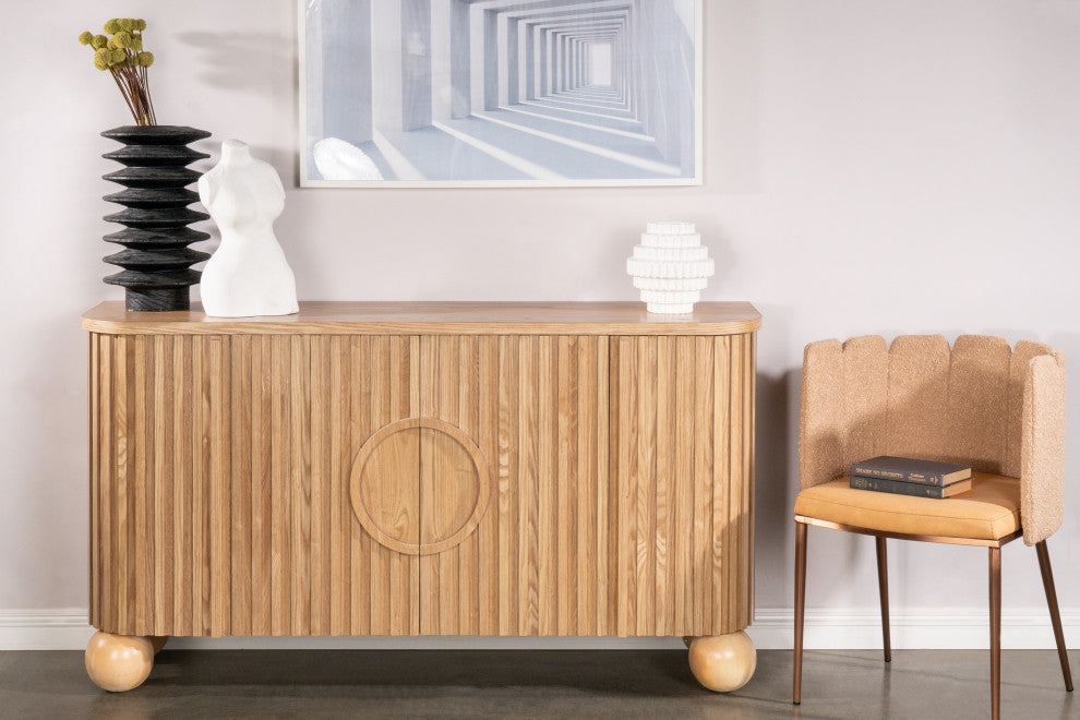 Lucca Fluted Sideboard Accent Cabinet With Ball Legs