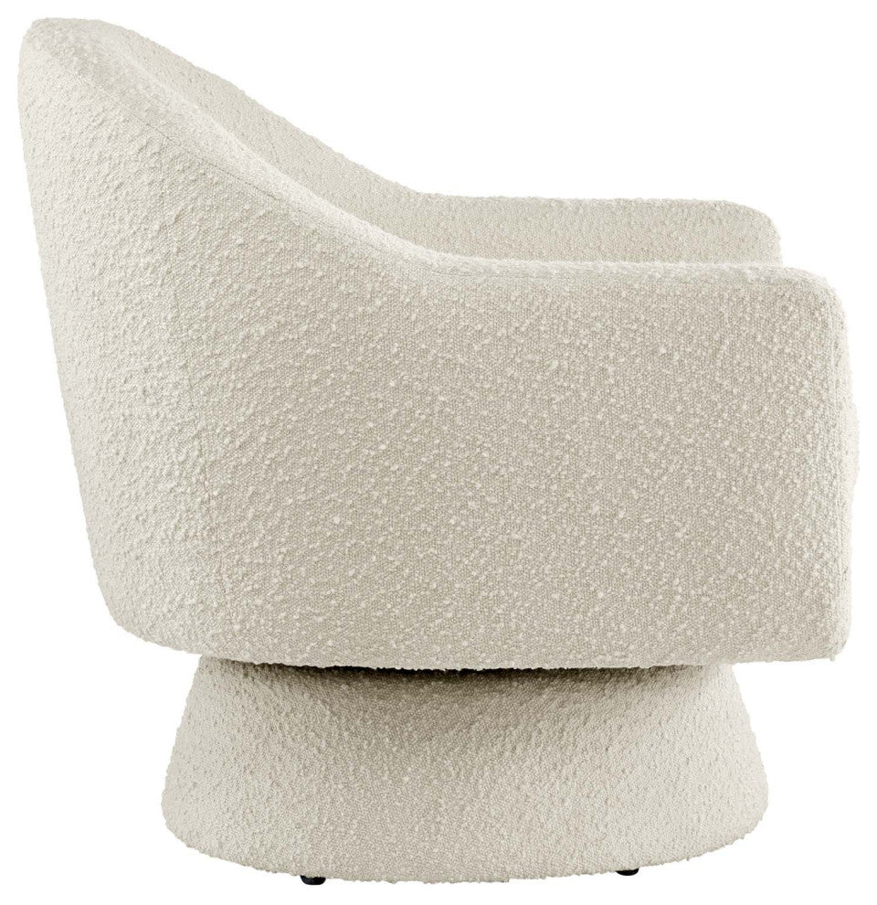 Astral Boucle Fabric Boucle Fabric Swivel Chair, Ivory