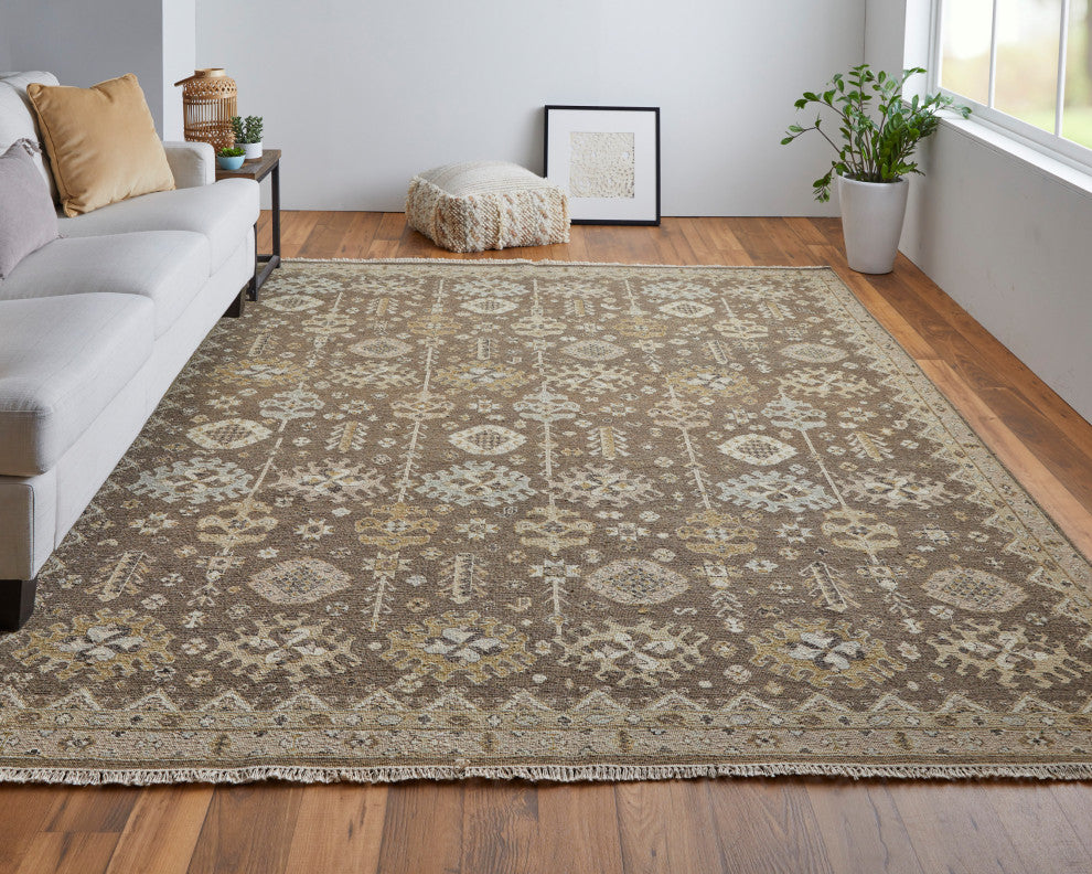 Aleska Traditional Oriental, Brown/Ivory, 2'6"x10' Runner