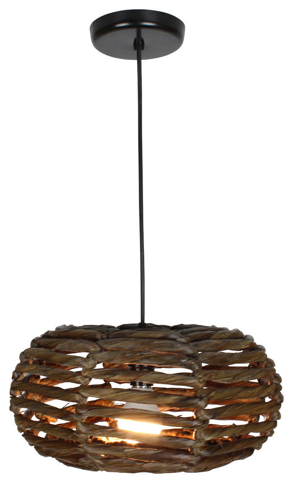 Tropical Maria Tule 1-Light Dark Brown Globe Pendant 14"x7"