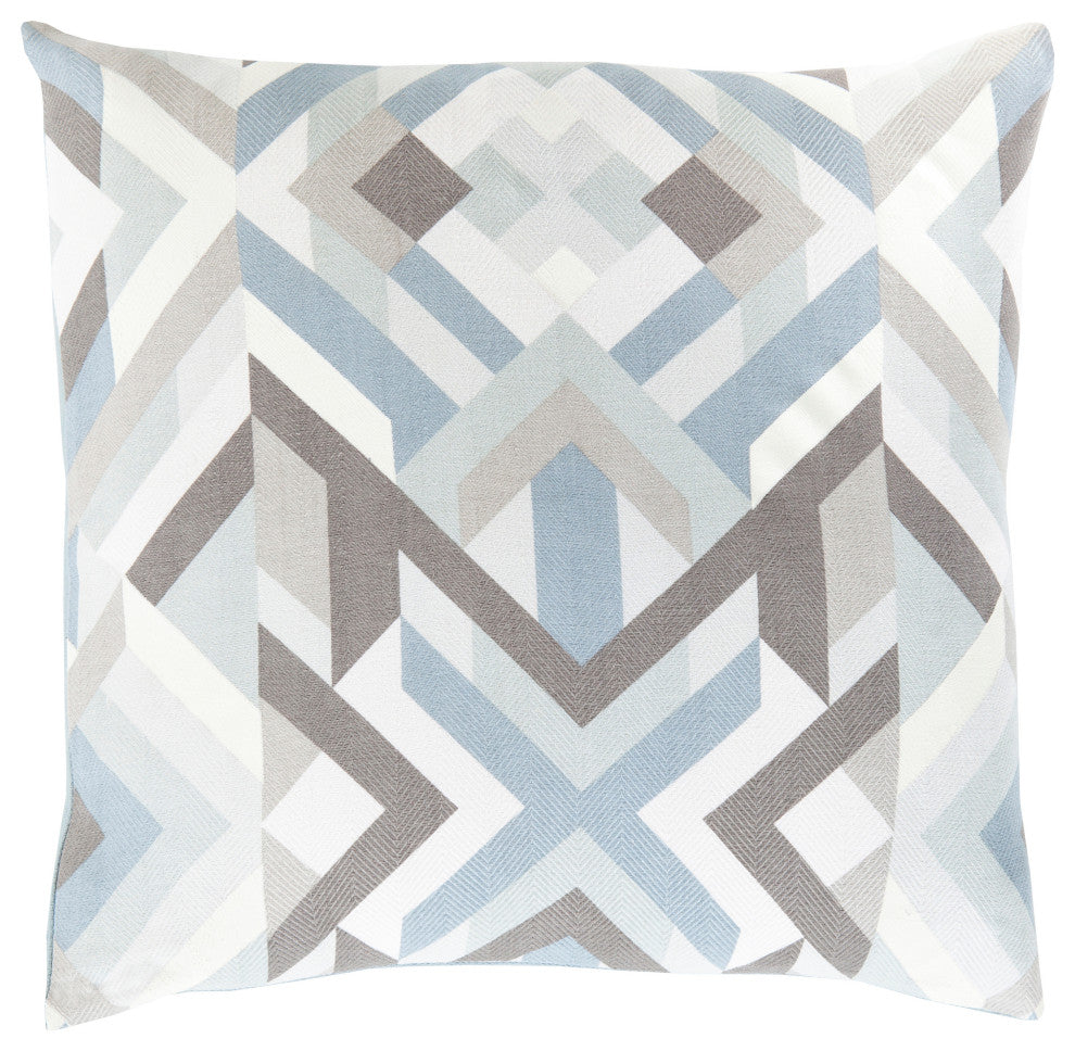 Surya Teori TO-017 18"x18" Pillow Kit, Charcoal/White/Gray/Blue