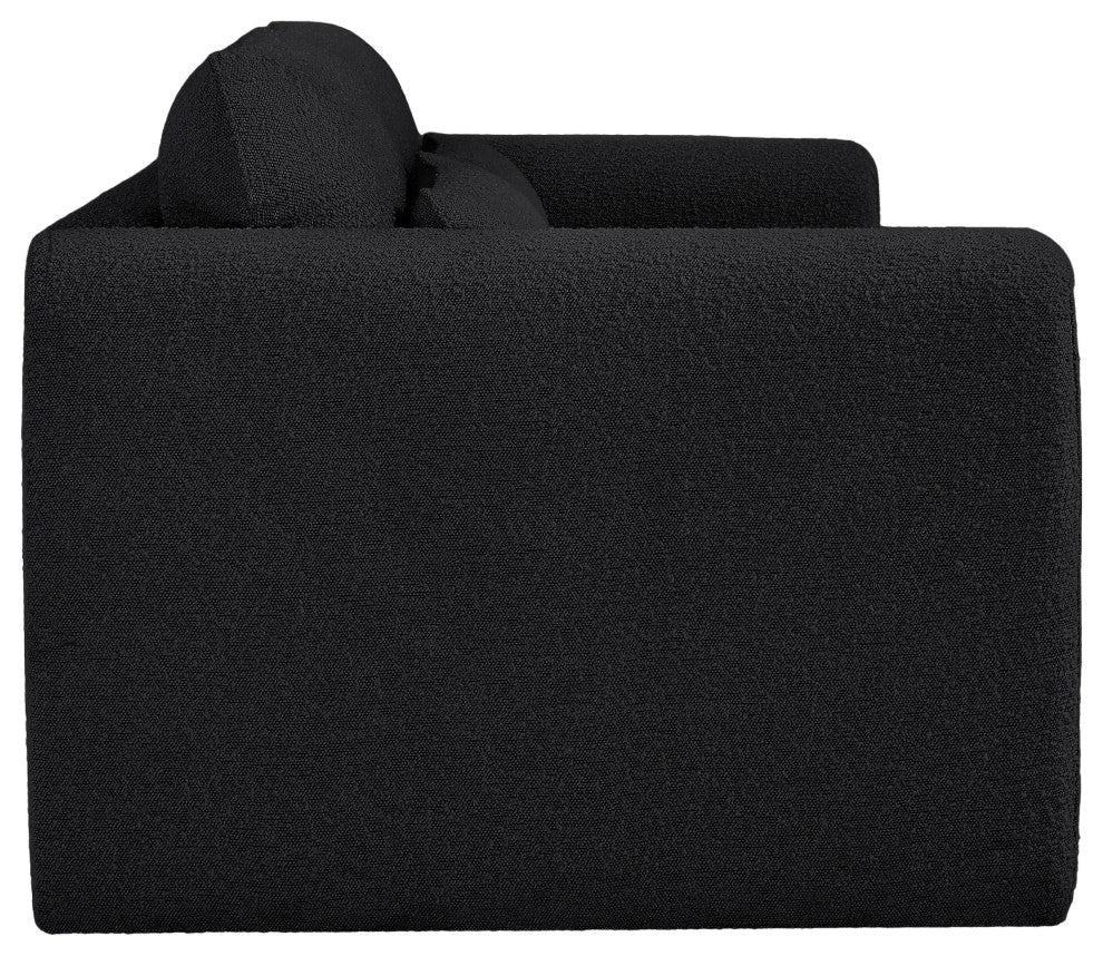 Stylus Boucle Fabric Upholstered Sofa, Black