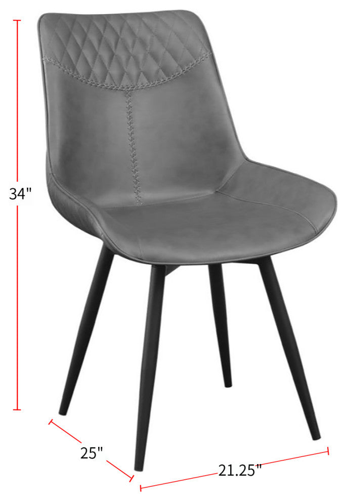 Set of 2 Dining Side Chairs, Gray and Black Finish