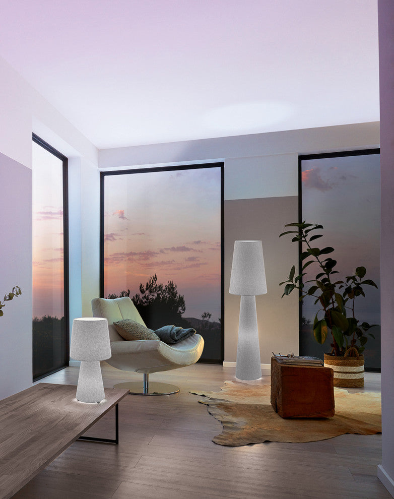 Carpara, 2-Light Table Lamp, Gray Finish, Gray Fabric Shade