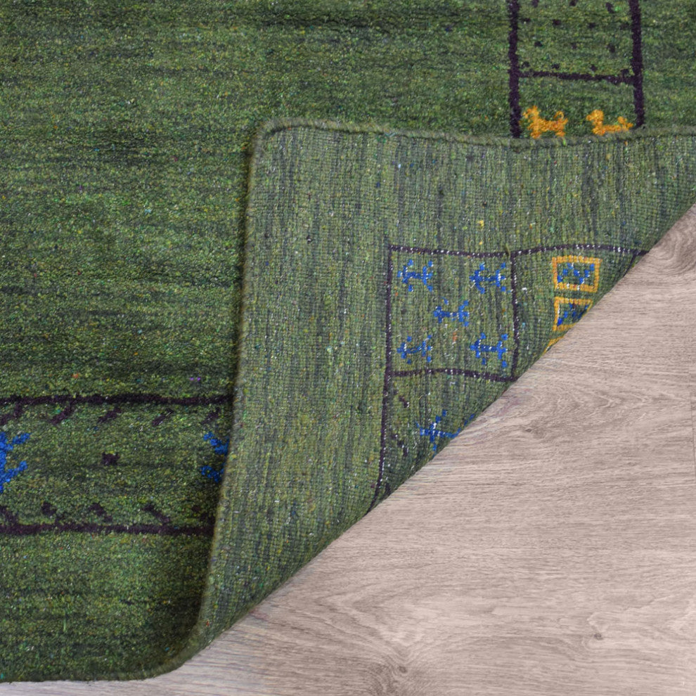 HAND KNOTTED LOOM SILK ECO-FRIENDLY AREA RUG-2'8''x12',Runner,Green,Contemporary