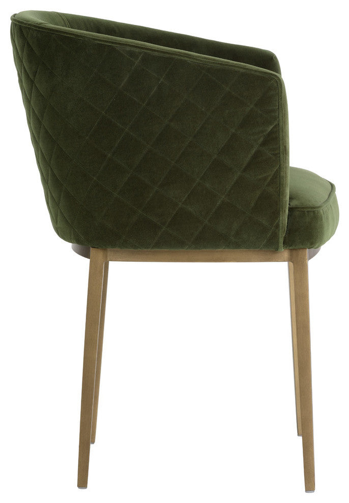 Cornella Dining Chair, Antique Brass, Green