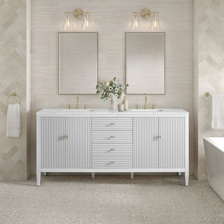 Myrrin 72" Double Vanity, Bright White, 3 CM Ethereal Noctis Top