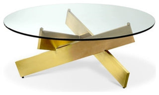 Bella Round Coffee Table, Polished Gold Steel
