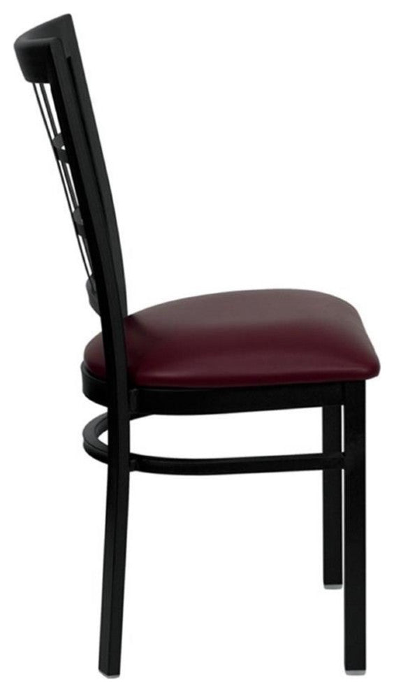 Flash Furniture Hercules Black Window Back Dining Chair in Burgundy