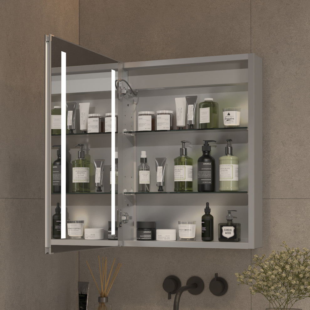 20" Aluminum Surface Mount Medicine Cabinet, Mirrors and Shelves