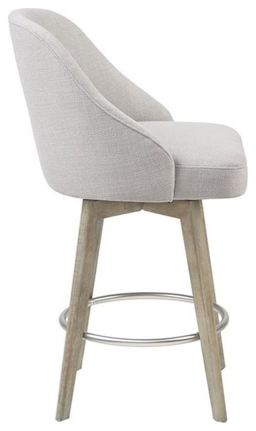 Maklaine 25.75" Transitional Fabric and Solid Wood Counter Stool in Gray