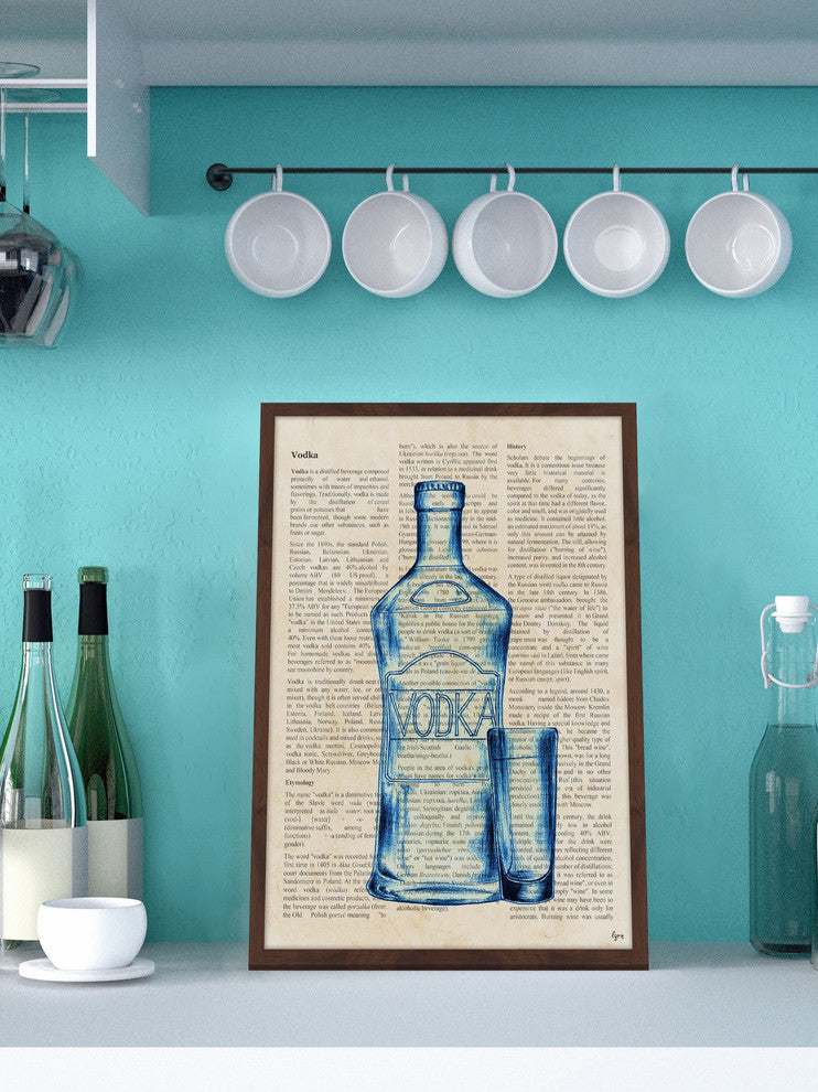 "Blue Vodka History" Framed Painting Print, 24"x36"