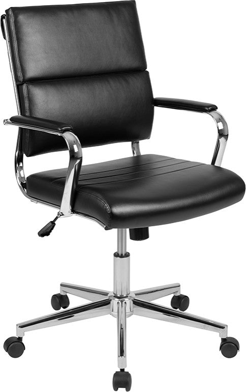 Mid-Back Black LeatherSoft Panel Executive Swivel Office Chair