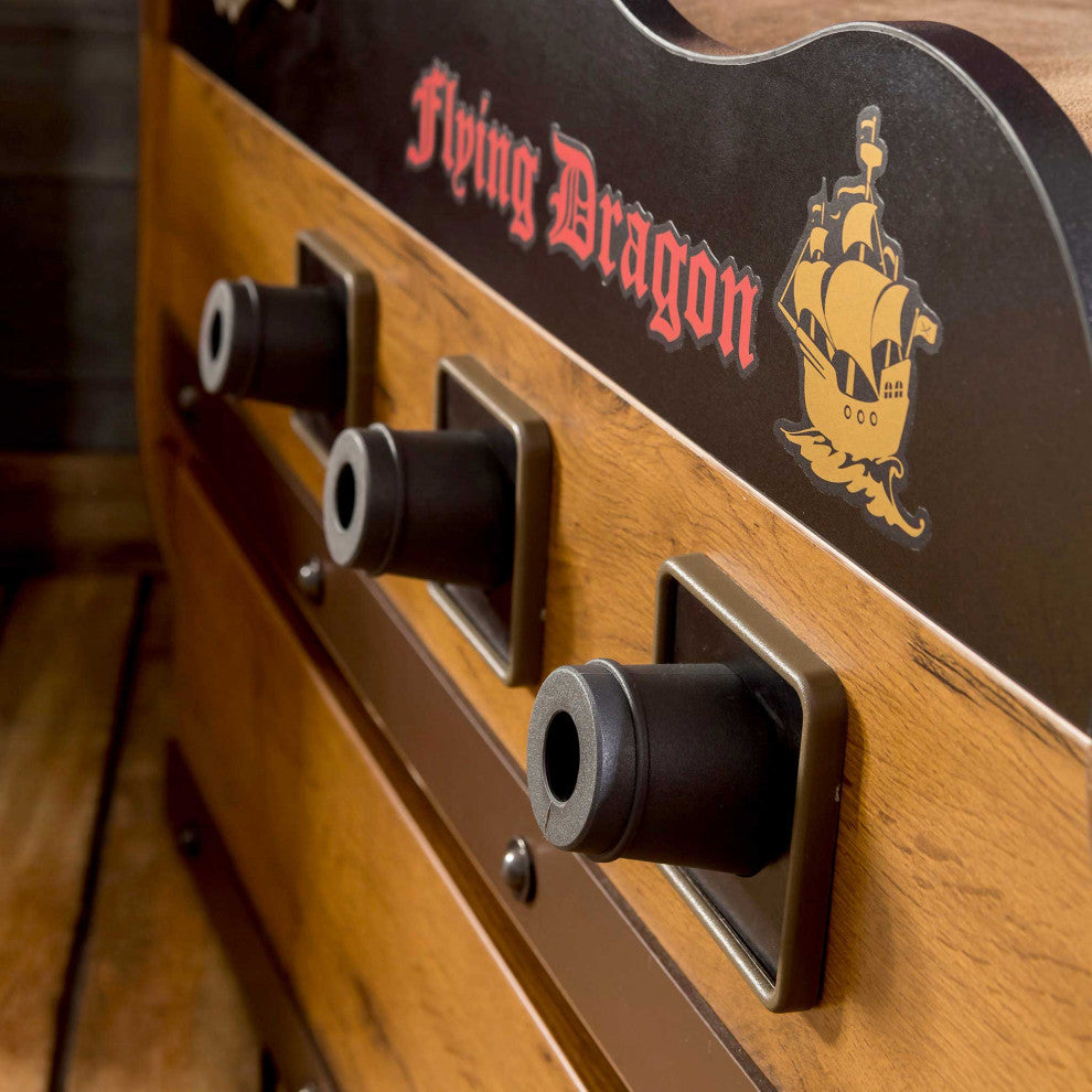 Pirate Twin-Size Captain''s Ship Bed with Sails and Deck and Trundle Storage Bed