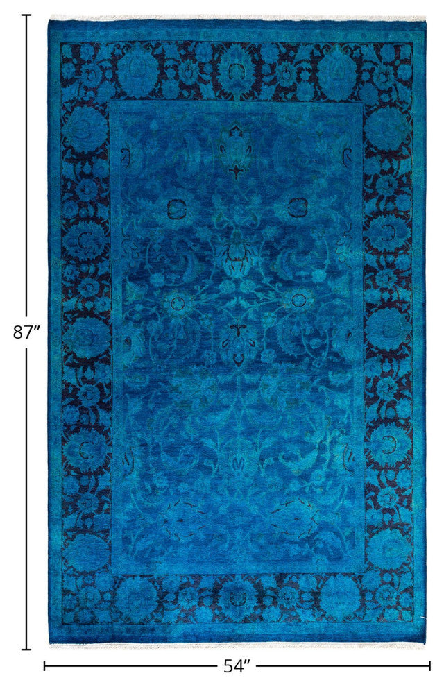 Fine Vibrance, One-of-a-Kind Hand-Knotted Area Rug Purple, 4'6"x7'3"