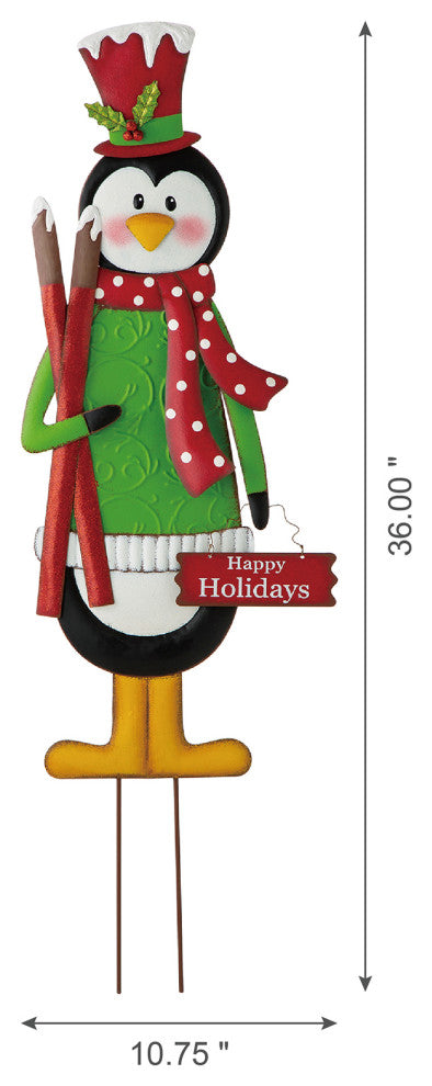 36"H Metal Penguin Yardstake or Standing Decor or Wall Decor