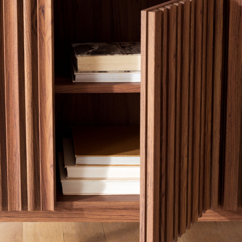 Safavieh Helena 4 Door 4 Shelf Media Stand, Walnut