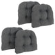19" U-Shaped Micro Suede Tufted Dining Chair Cushions, Set of 4, Steel Gray
