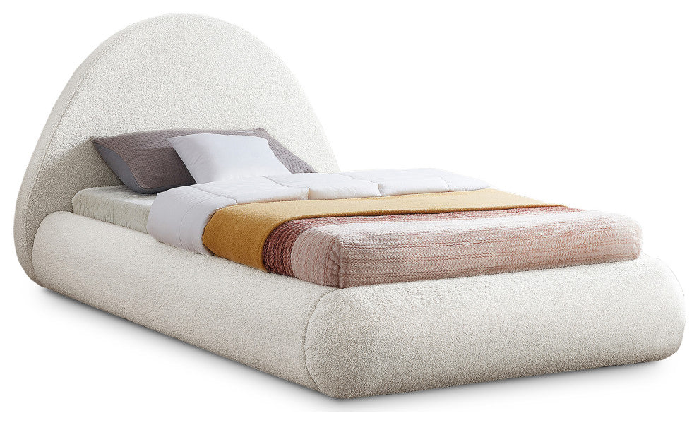 Rudy Cream Teddy Fabric Twin Bed
