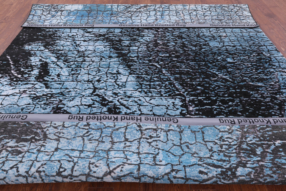 Abstract Hand Knotted Wool and Silk Rug 8' 0" X 10' 0"- Q5973