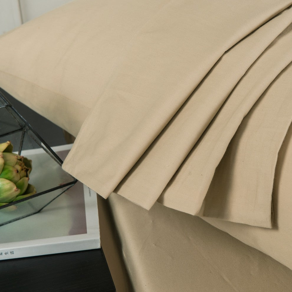 Luxury Gallery of Roses Soft Fitted Sheet Set with Pillowcases Neutral Beige Tan