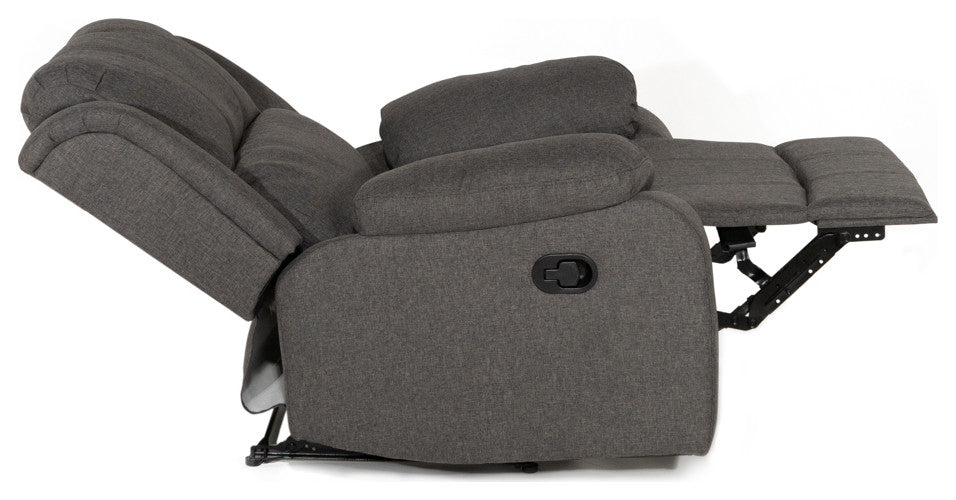 Classic Overstuffed Recliner Chair, Linen Upholstery, Dark Gray