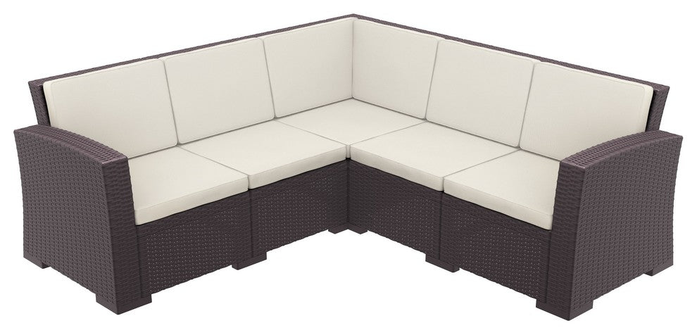 Compamia Monaco 5-Piece Patio Sectional Set, Brown