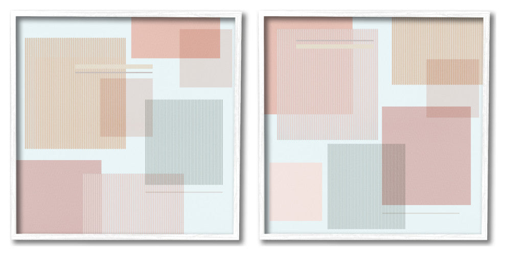 Geometric Square Shape College Industrial Stripe Patterned Abstraction,17 x 17