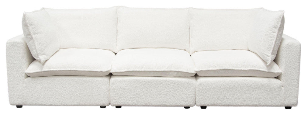 Ivy 3-Piece Modular Sofa in White Faux Shearling by Diamond Sofa