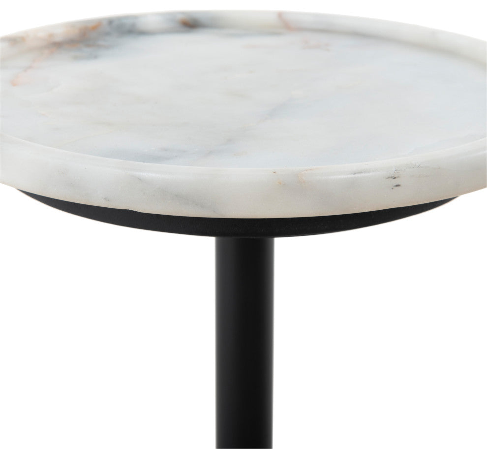 Viola Accent Table-Polished White Marble