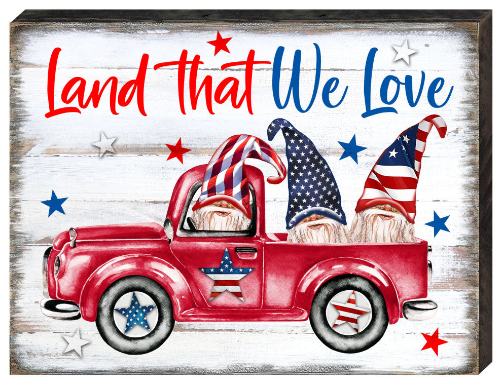American Patriotic Tractor Wall Block, Medium 18x12