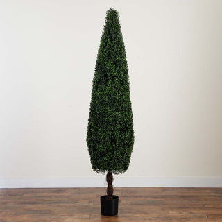 UV Resistant Artificial Boxwood Topiary Cone Tree, Indoor/Outdoor