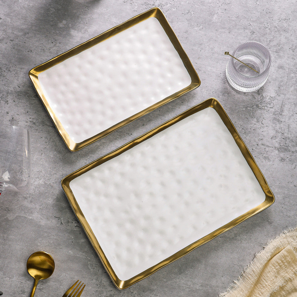 2-Piece Stone Lain Florian Porcelain Serving Set, White