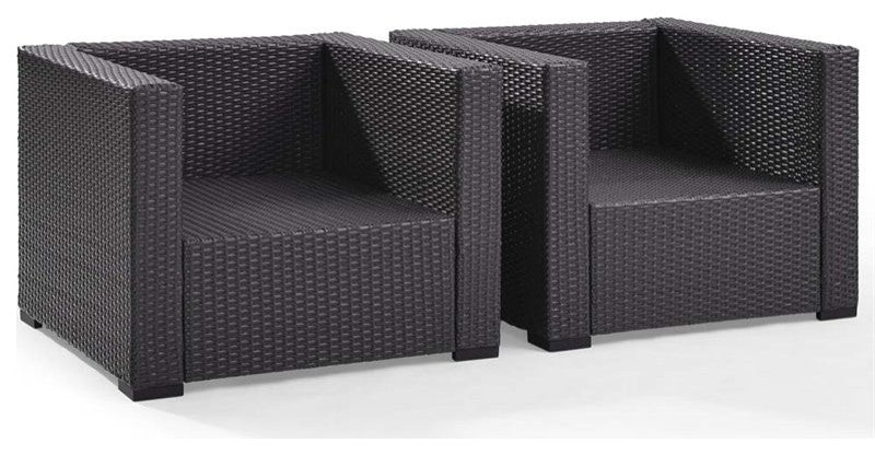 Crosley Furniture Biscayne Fabric Patio Arm Chair in Brown/White (Set of 2)