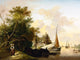 Peasant Unloading Cargo River J. Van Os Tile Mural Backsplash Art, 6"x8", Matte