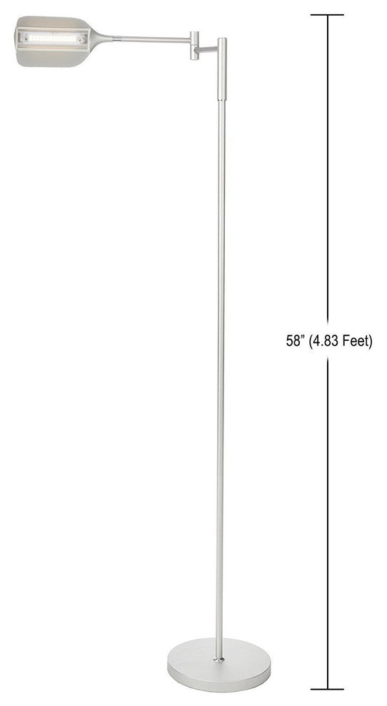 Brightech Leaf - Adjustable Pharmacy LED Floor Lamp for Reading & Crafts, Platin