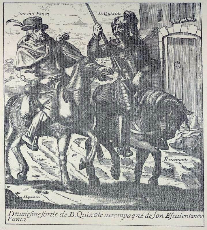 Jacques Lagniet Don Quixote and Sancho Pansa, 20"x25" Wall Decal